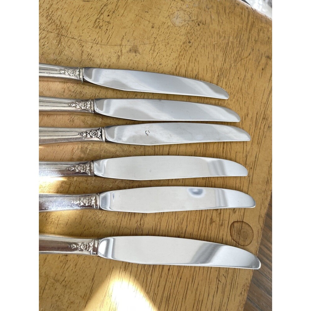 Oneida DISTINCTION 6-Hollow Dinner Knives Prestige 1951 Silverplate Flatware - Picture 4 of 7